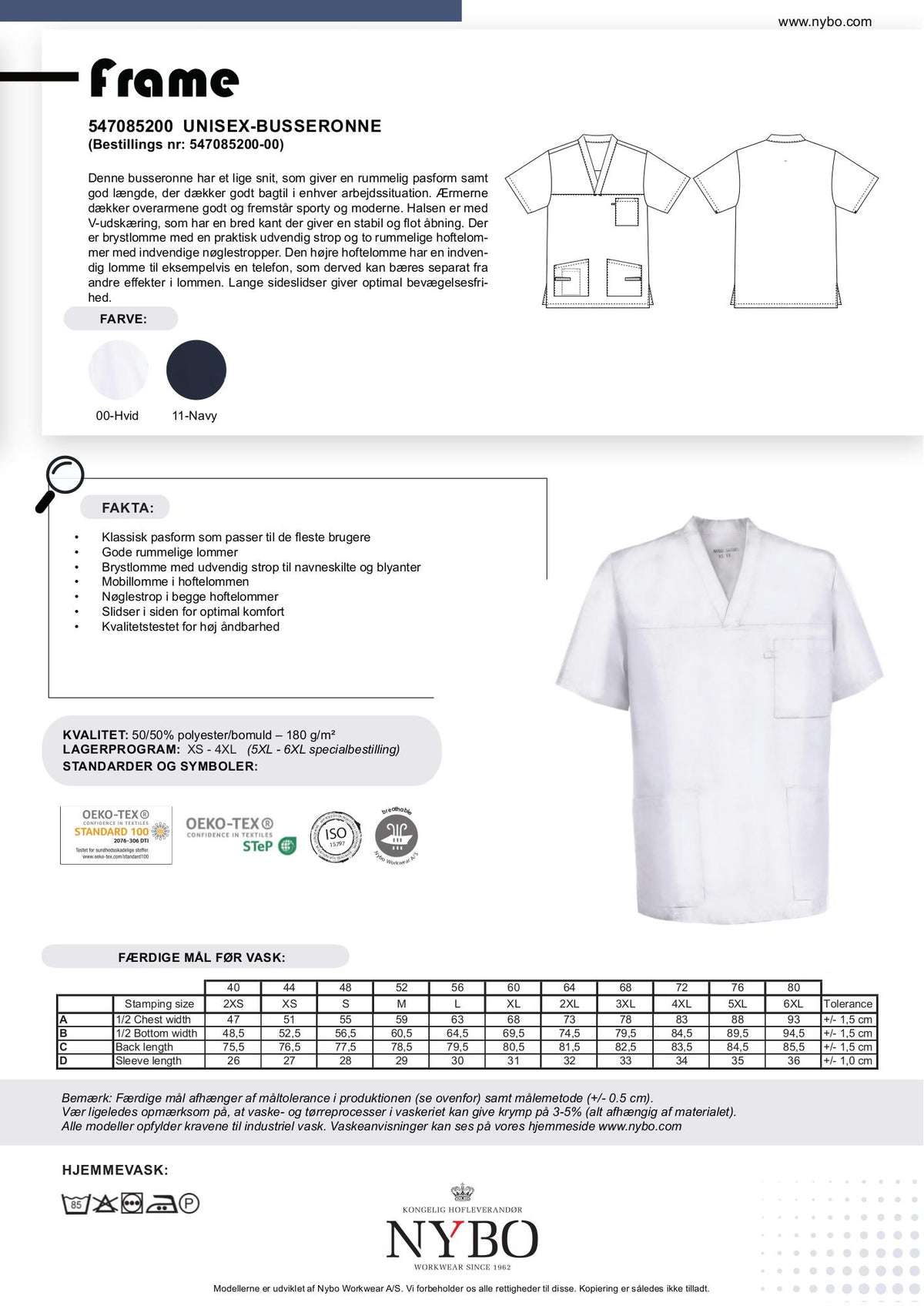 Nybo Hvit Unisex Frame Busseronne, V-utringning
