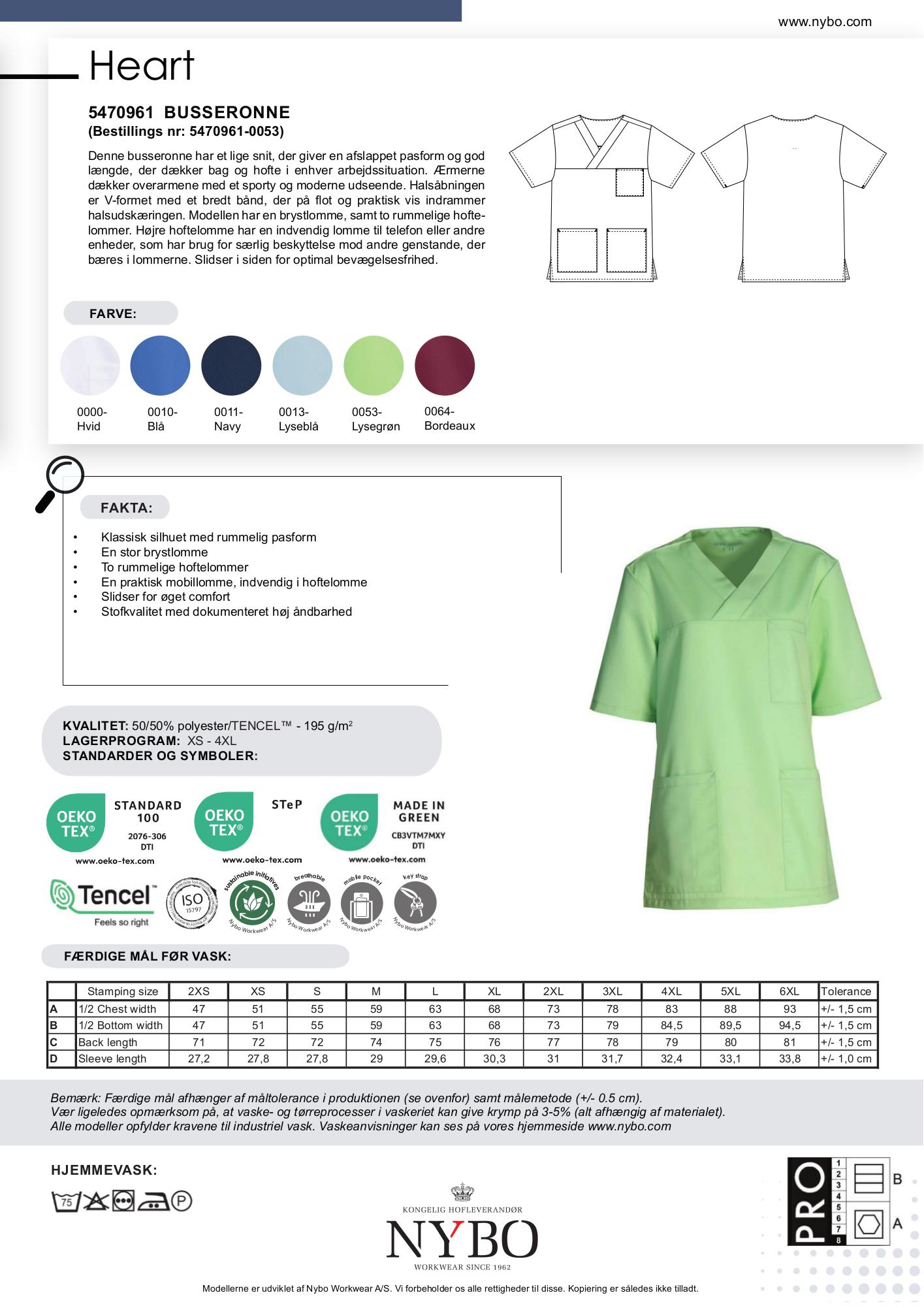 Nybo Lysegrønn Unisex HEART Busseronne, Pustende, Romslig Passform