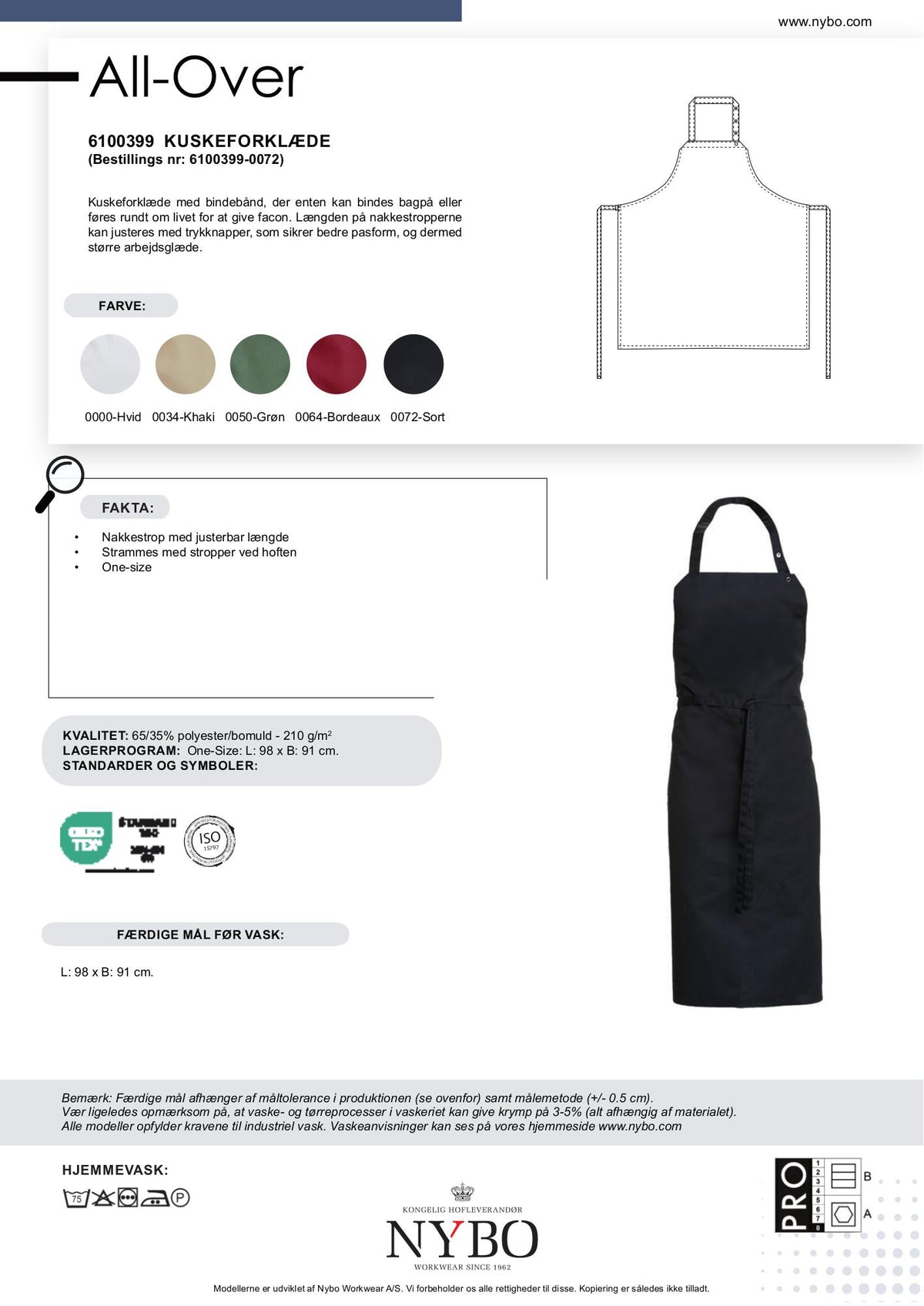 Nybo Sort Unisex Kuske Forkle