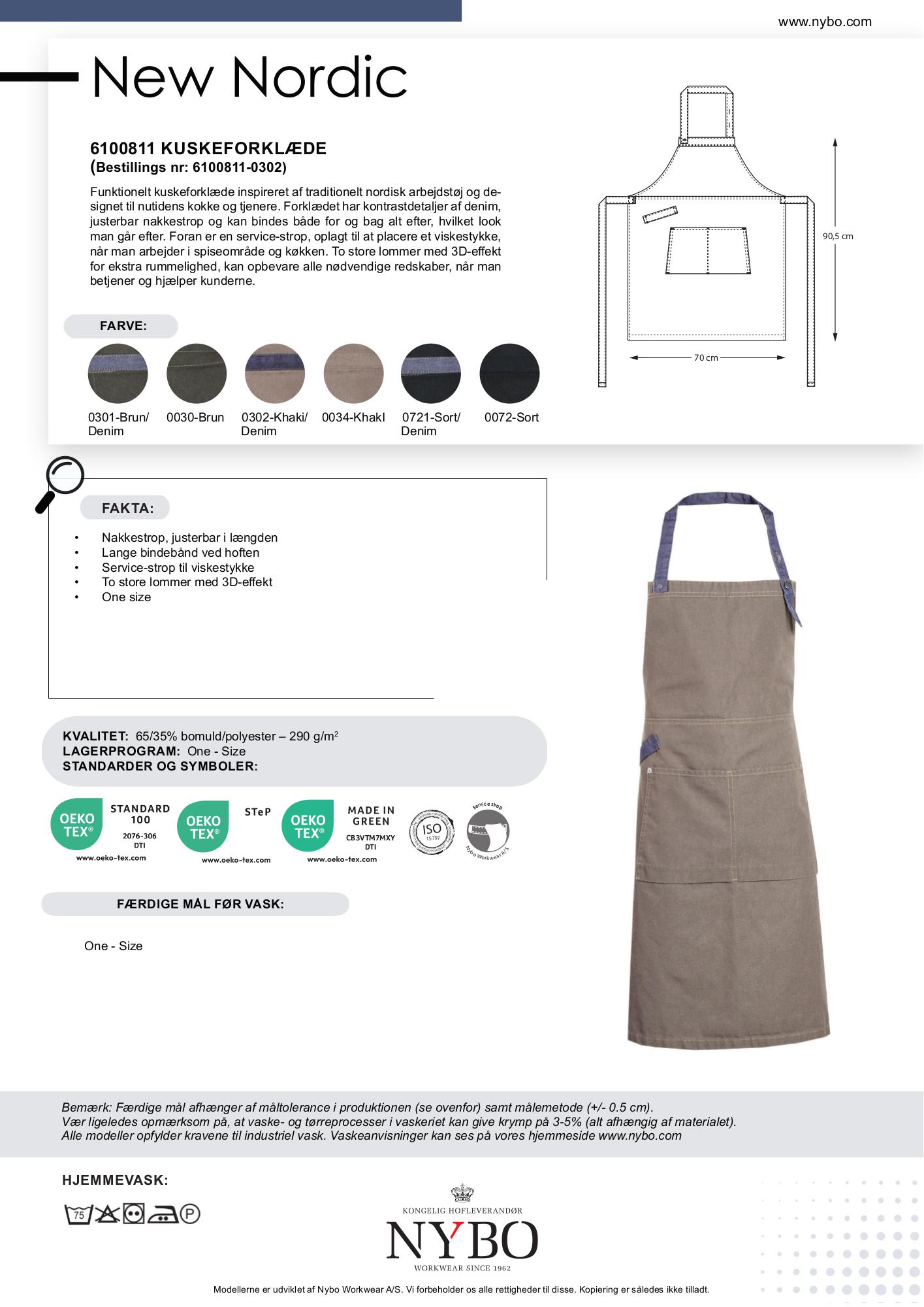 Nybo Khaki/Denimblå Unisex New Nordic Kuskeforkle, Justerbart, 3D-lommer