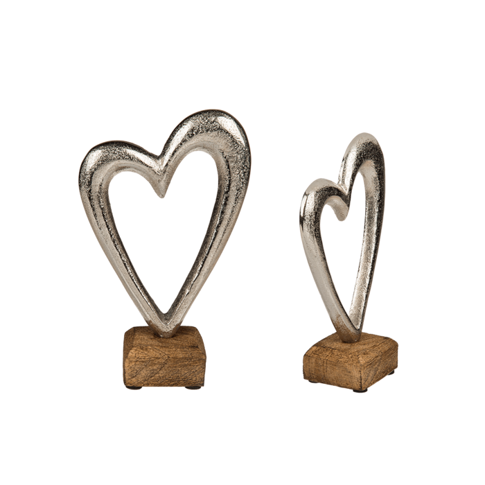 Metallhjerte på trefot, ca. 17 cm