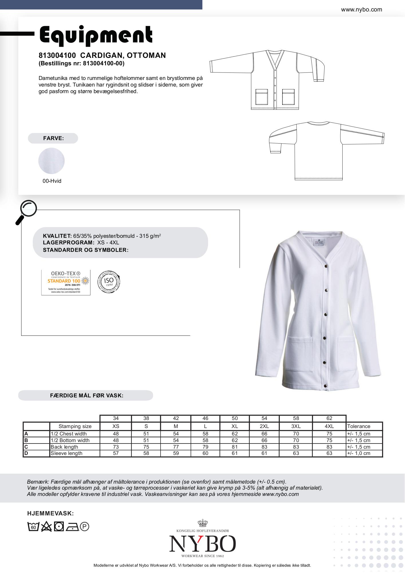 Nybo Hvit Dame Equipment Cardigan, Ottoman, Myk Kvalitet, Store Lommer
