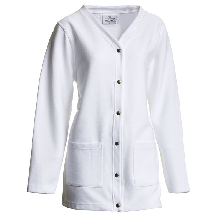 Nybo Hvit Dame Equipment Cardigan, Ottoman, Myk Kvalitet, Store Lommer
