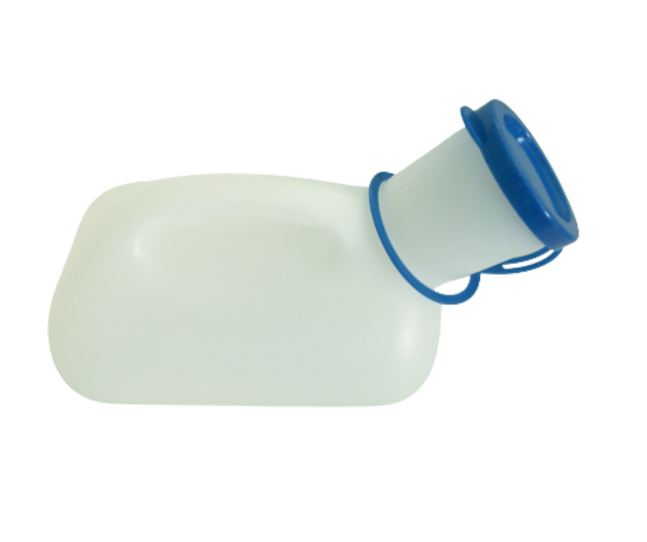 Urinflaske i plast med lokk