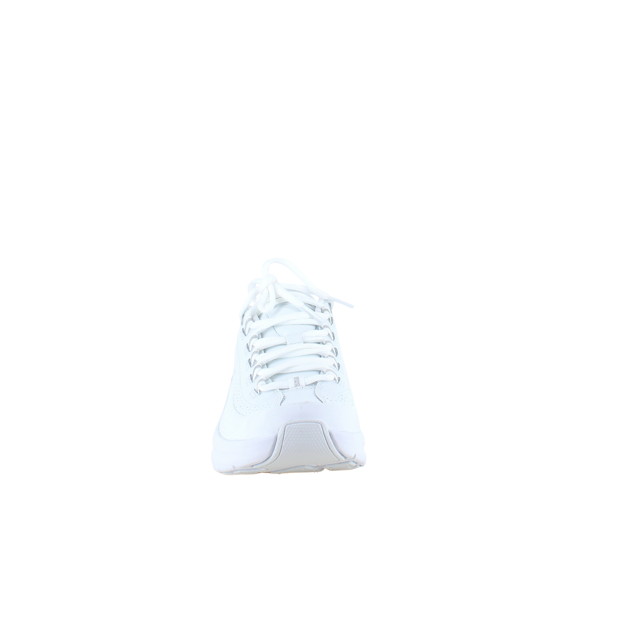 Hvite Skechers med glatt skinnoverflate