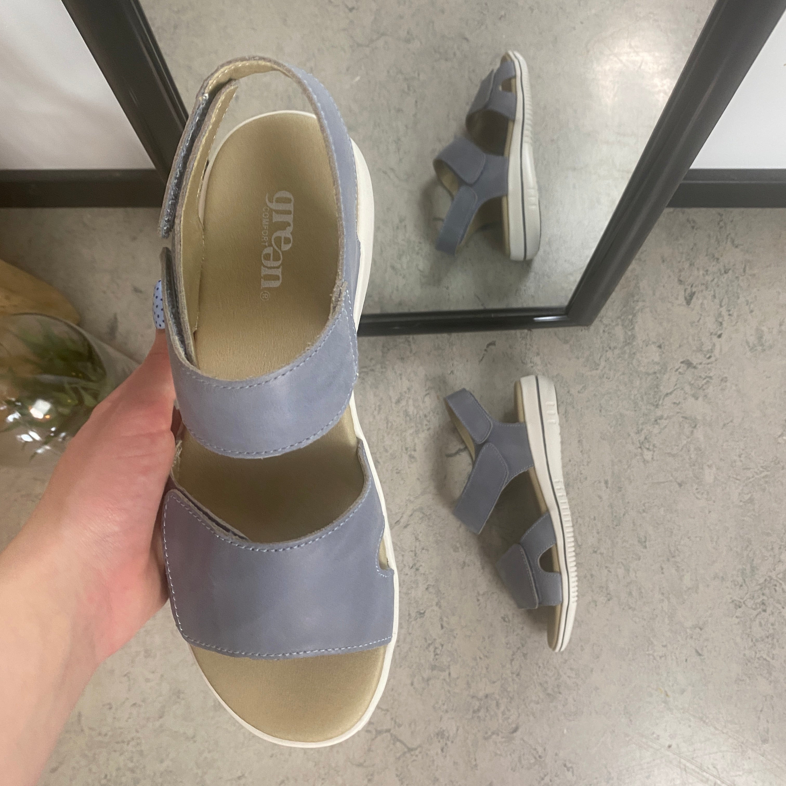 Green Comfort Leaf sandal – lyseblå med borrelås & EnergySole™
