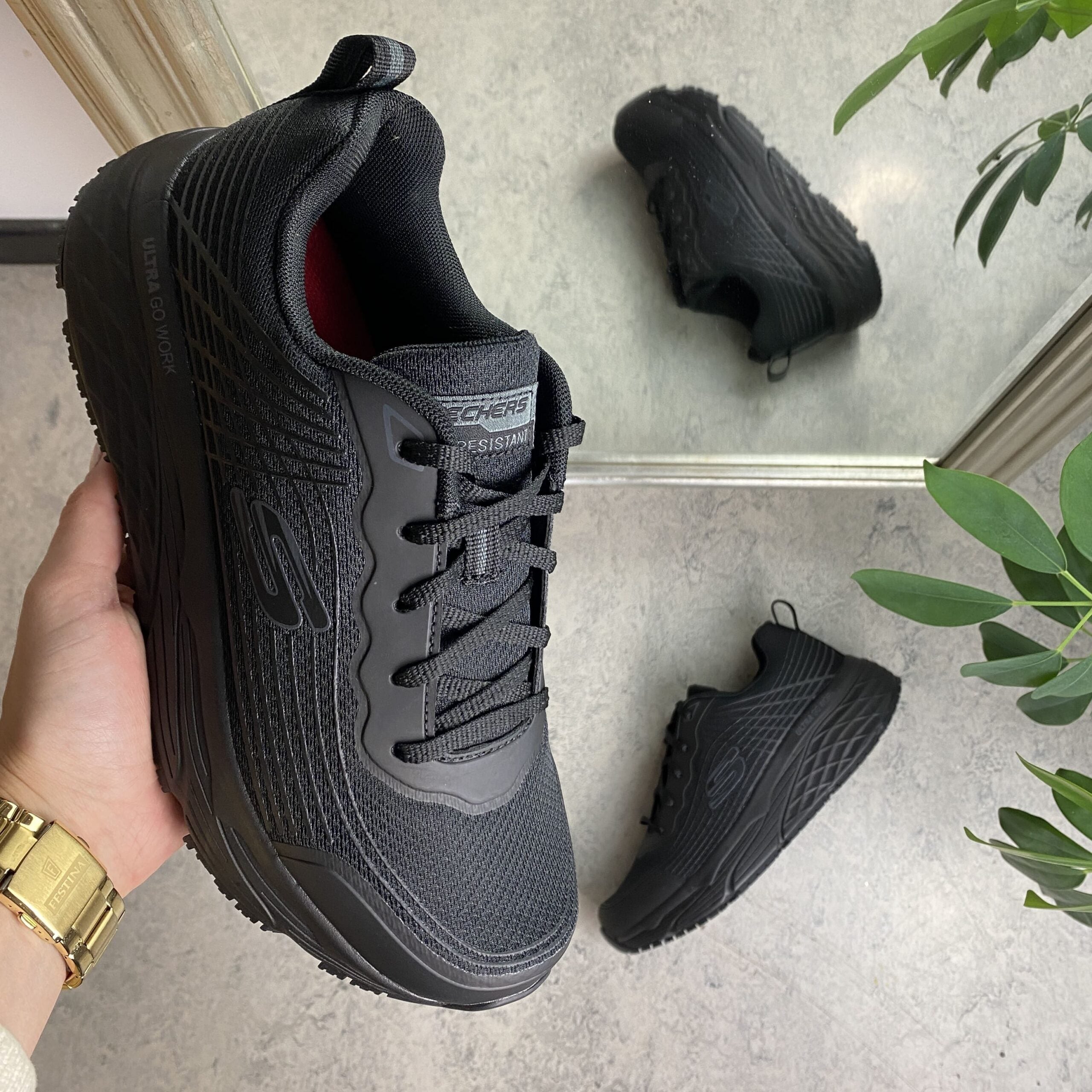 Herre Skechers Work med maks cushioning-såler