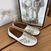 Beige ballerina i skinn