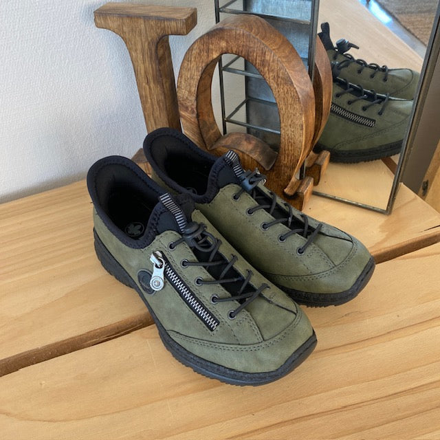 Olivengrønn Rieker slip-on sneakers