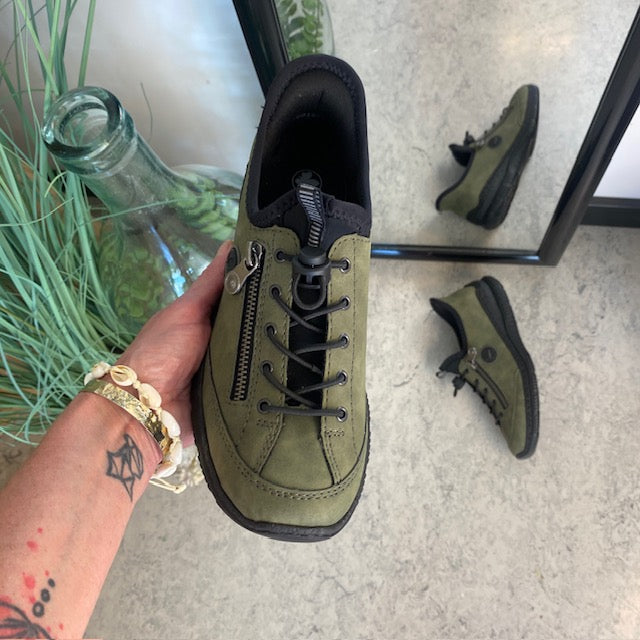 Olivengrønn Rieker slip-on sneakers