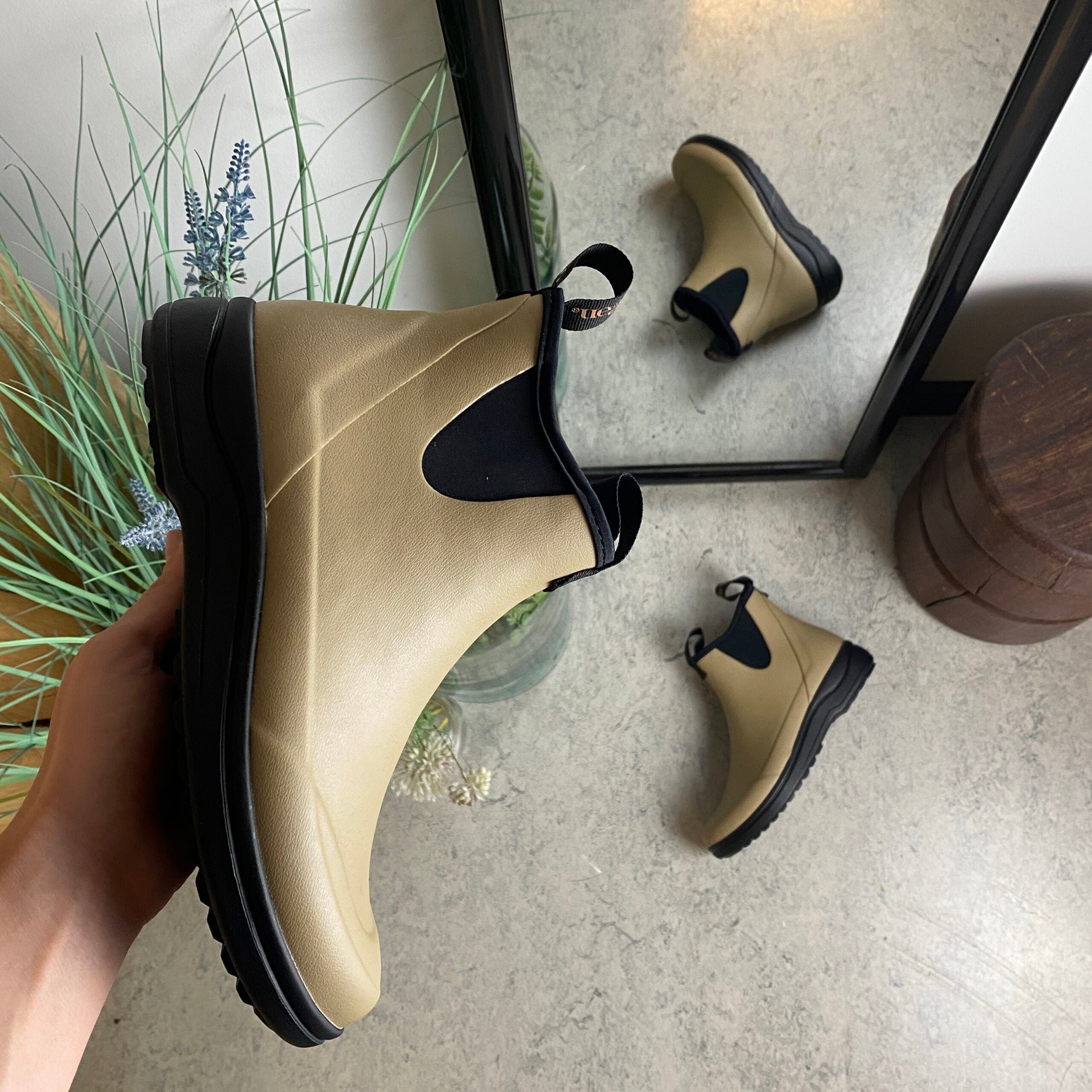 Green Comfort gummistøvel i beige med svangstøtte