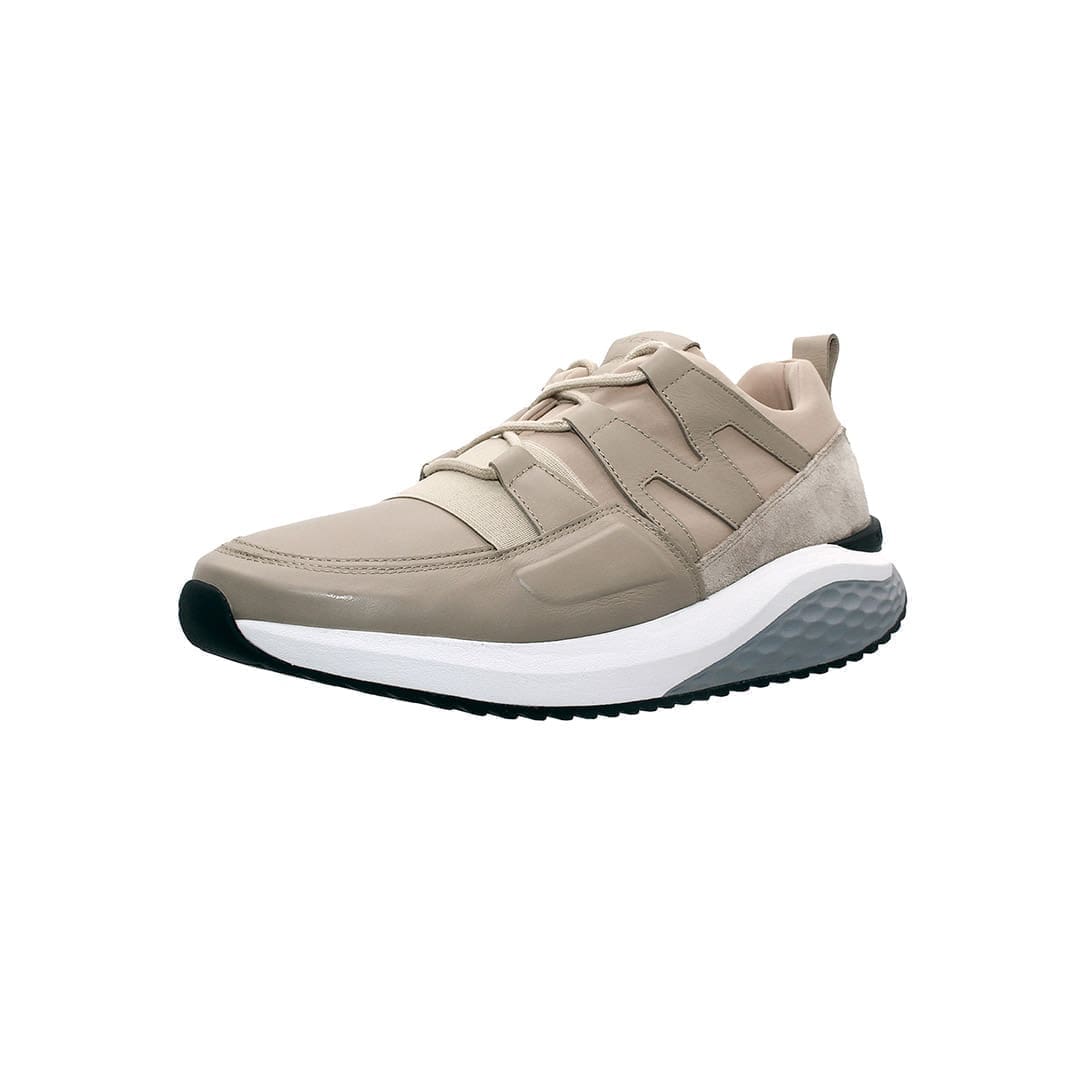 Sandfarvet MBT Fano Creme herre-sneaker med Milano rullesål og vintage-look i ruskind og læder.