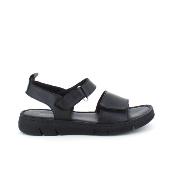 Lekker myk og fleksibel skinnsandale i svart fra Relaxshoe