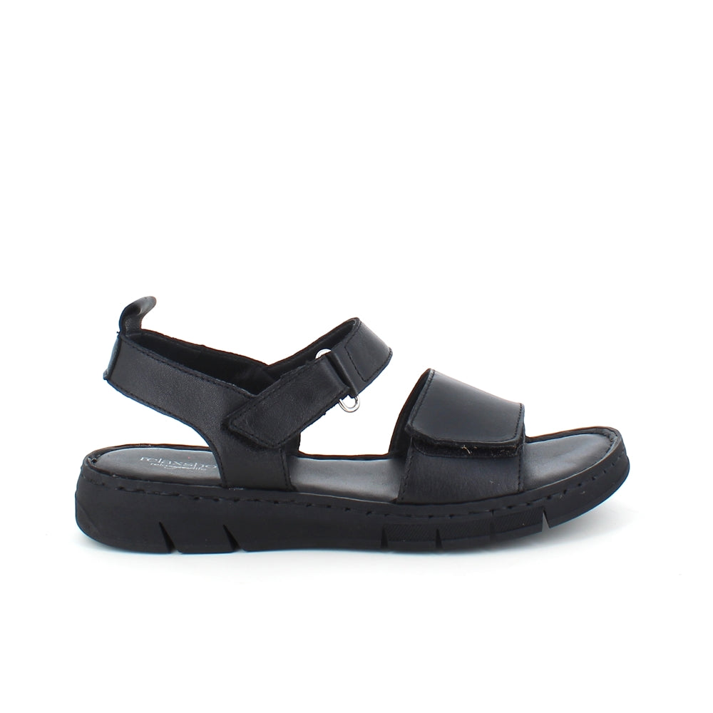 Lekker myk og fleksibel skinnsandale i svart fra Relaxshoe