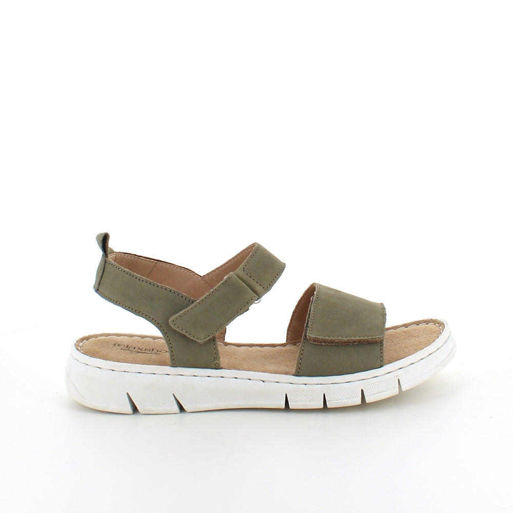 Myk og fleksibel skinnsandal i matt grønn fra Relaxshoe