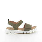 Myk og fleksibel skinnsandal i matt grønn fra Relaxshoe
