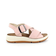 Elegant rosa skinnsandal med svangstøtte