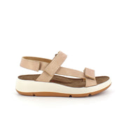 Beige skinnsandal med tre justerbare remmer og svangstøtte