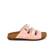 Rosa slip-on sandal i skinn med smale remmer