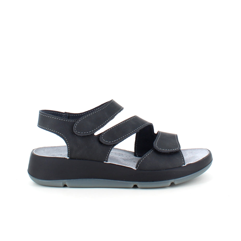 Elegante svarte skinnsandaler med justerbare remmer