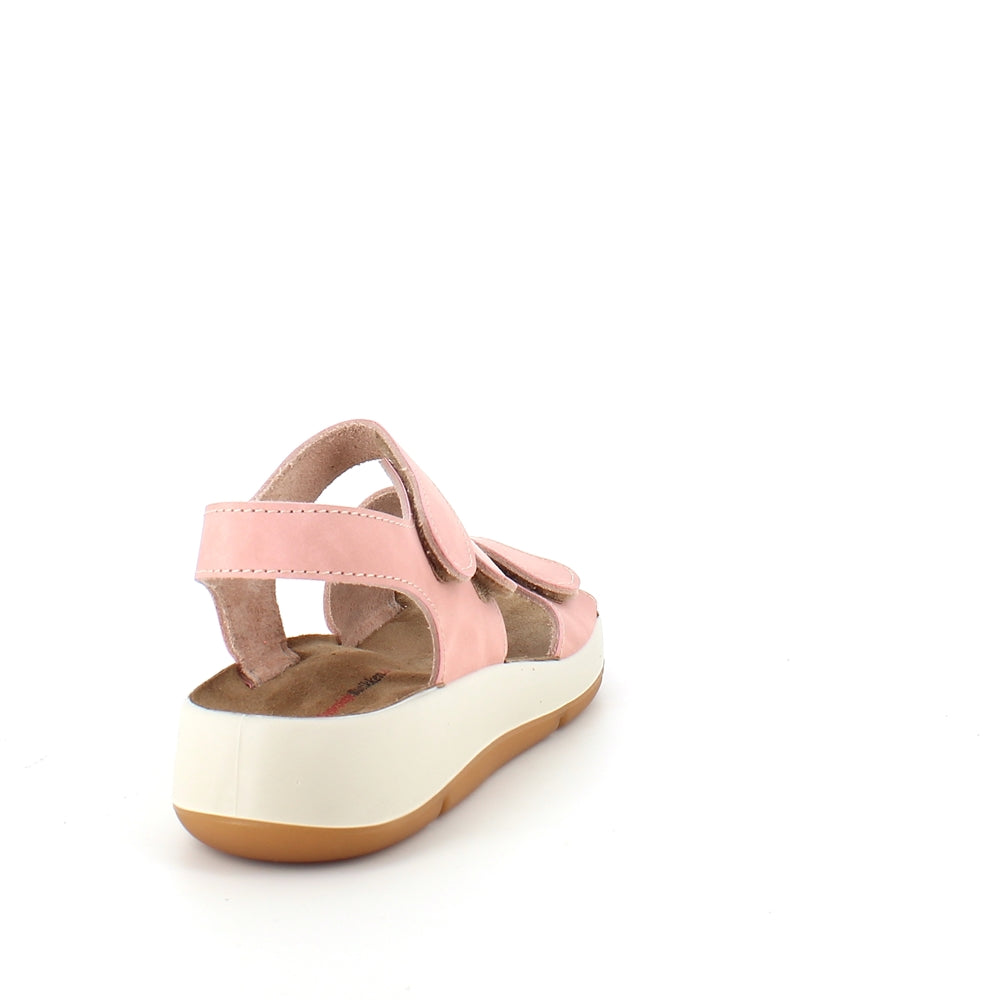 Elegant rosa skinnsandal med justerbare remmer