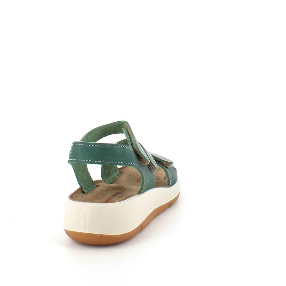 Elegant grønn skinnsandal med justerbare remmer
