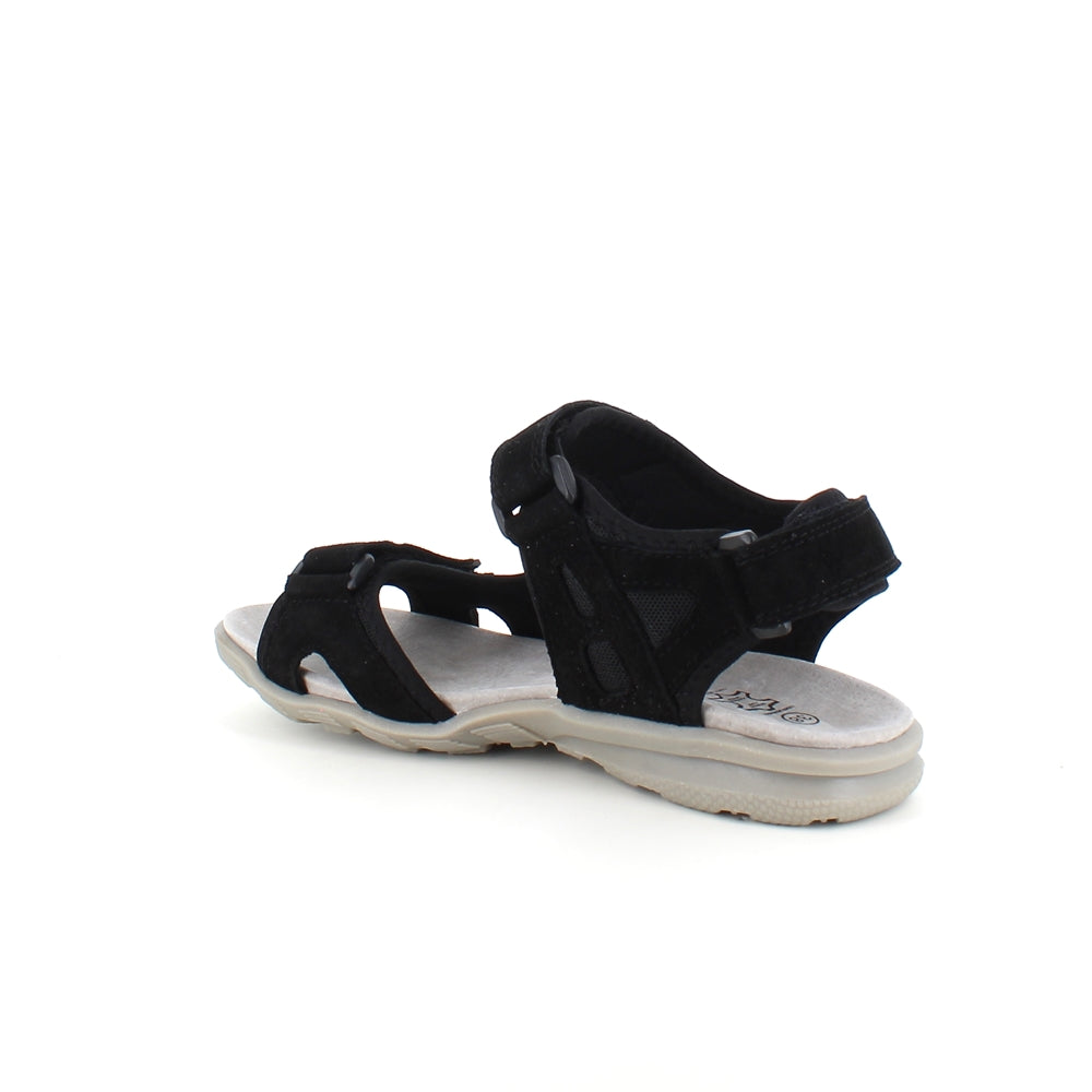 Sandal med lærsåle og lett svangstøtte i svart