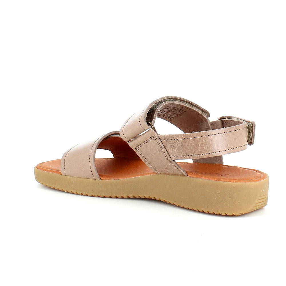 Nature sandfarget lær-sandal med tre justerbare remmer