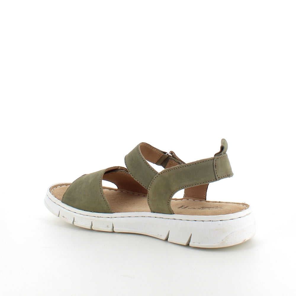 Myk og fleksibel skinnsandal i matt grønn fra Relaxshoe