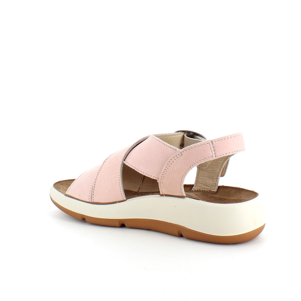 Elegant rosa skinnsandal med svangstøtte