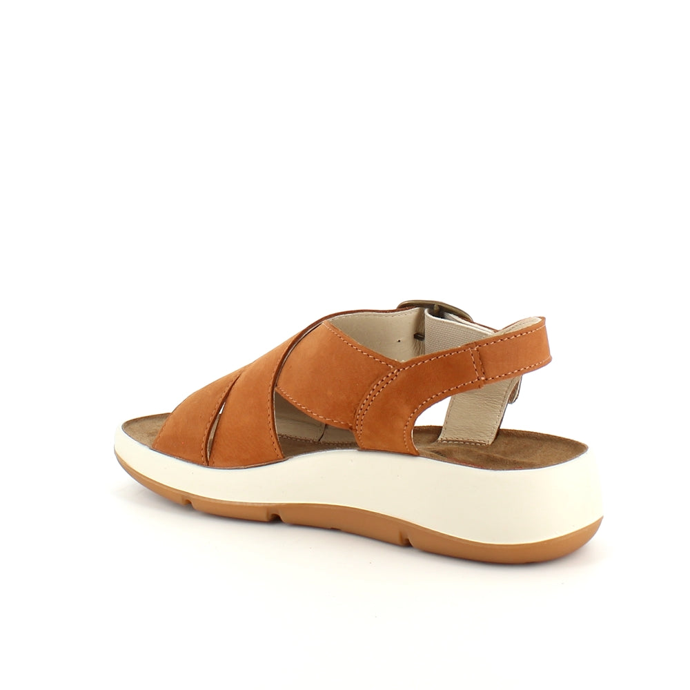 Elegant brun sandal i skinn med svangstøtte