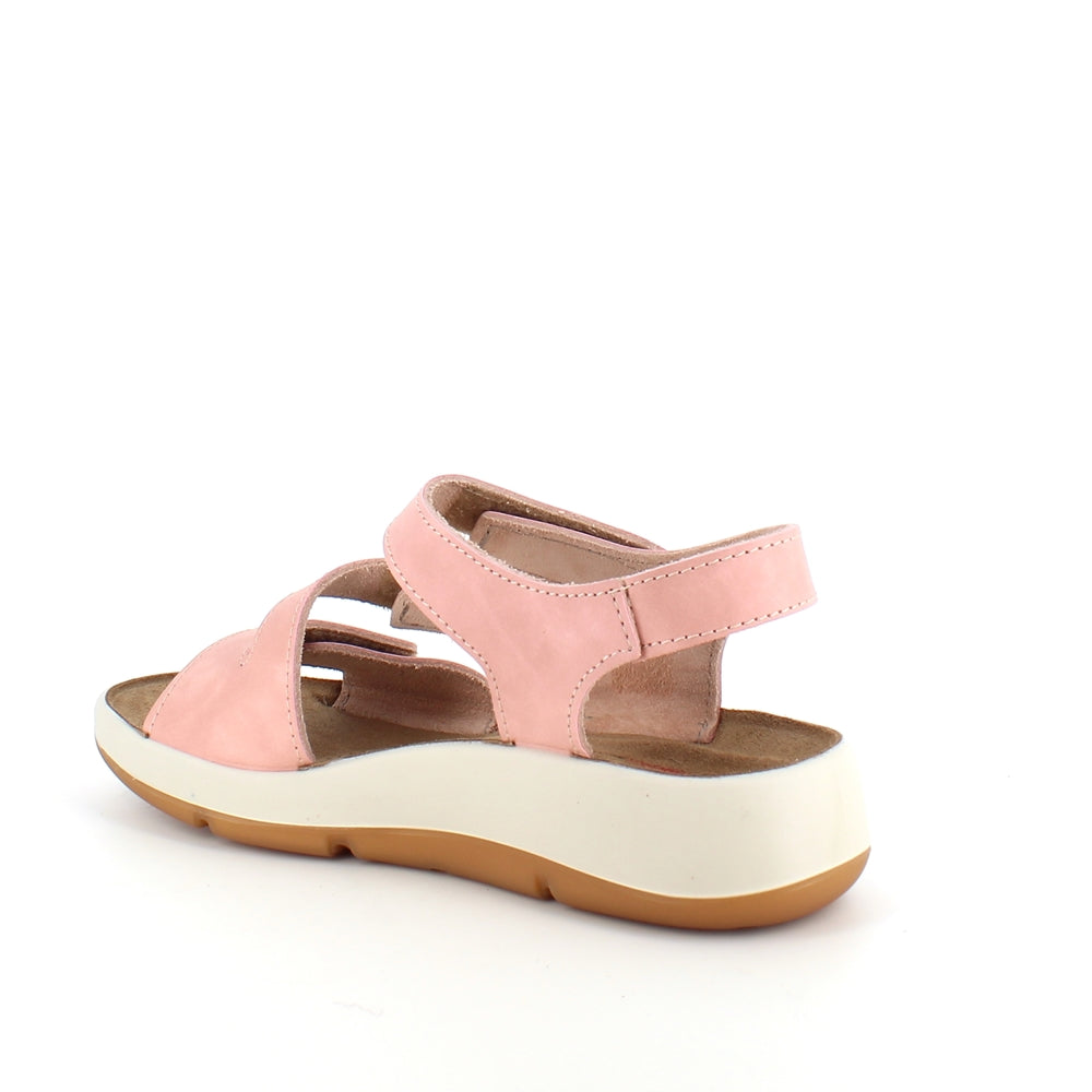 Elegant rosa skinnsandal med justerbare remmer