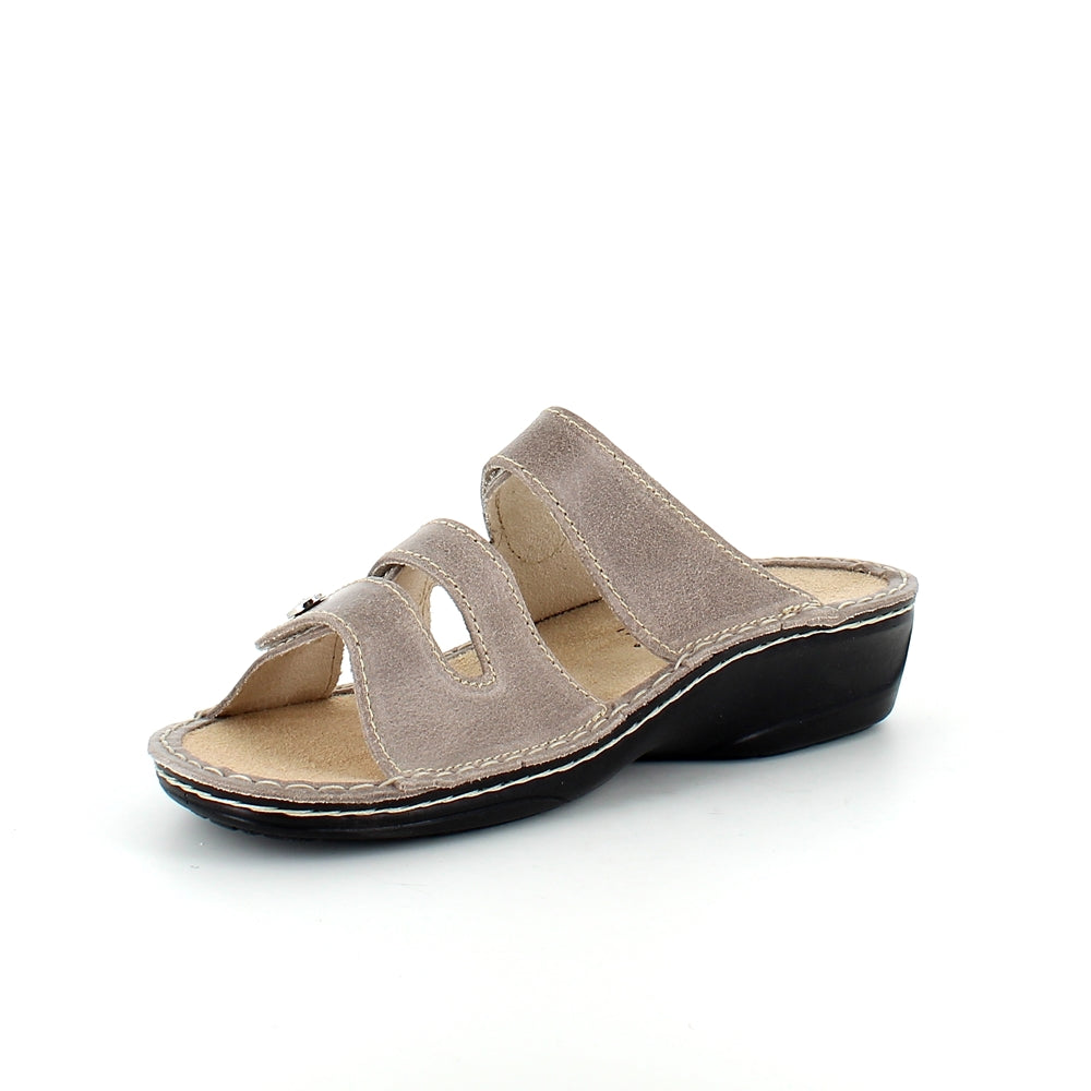 Bred skinn slip-on sandal til knyster