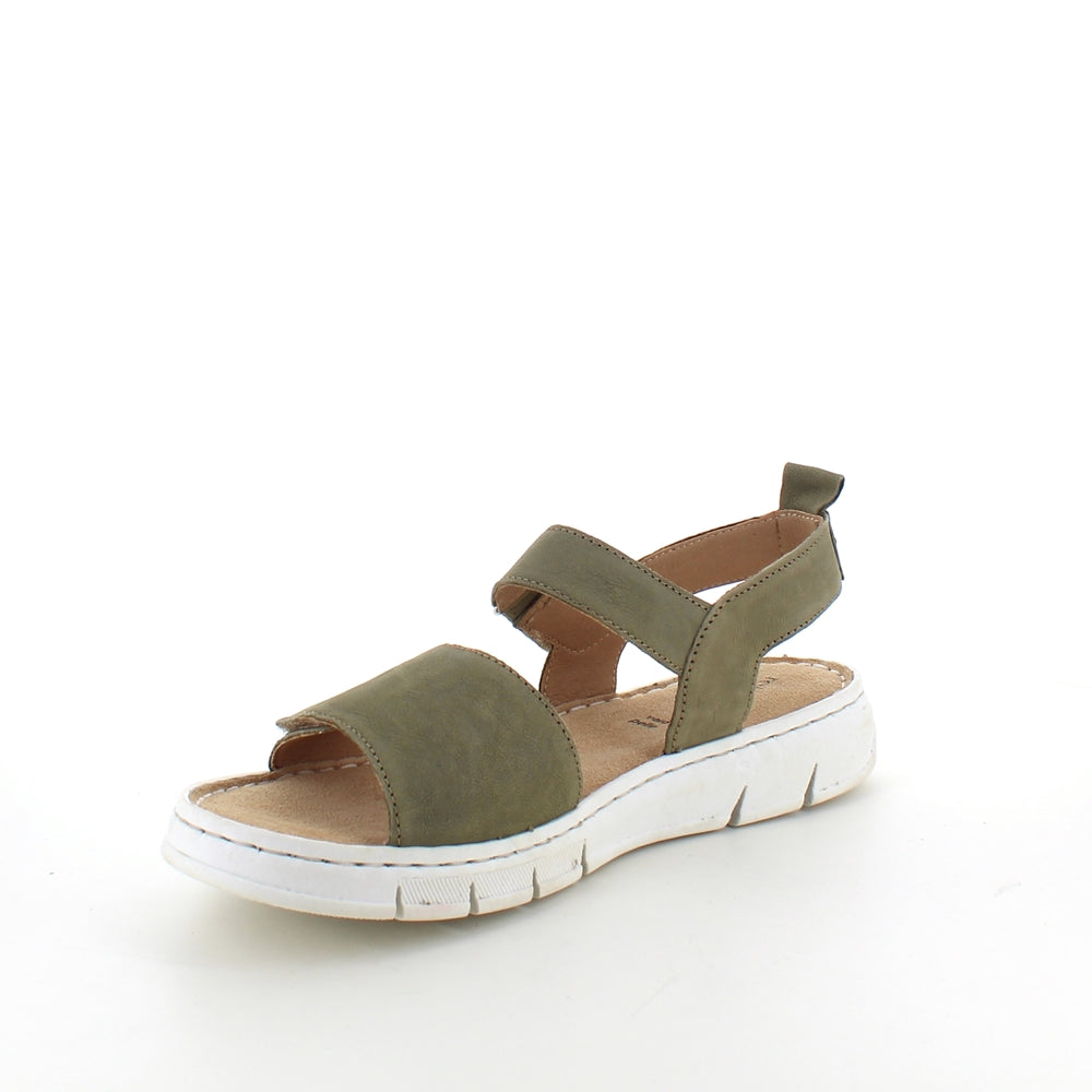 Myk og fleksibel skinnsandal i matt grønn fra Relaxshoe