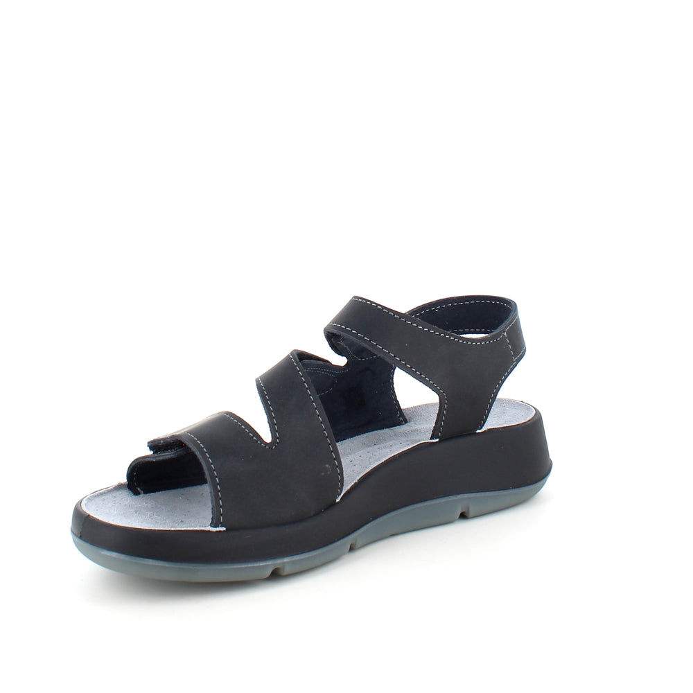Elegante svarte skinnsandaler med justerbare remmer
