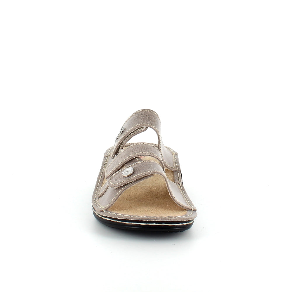Bred skinn slip-on sandal til knyster