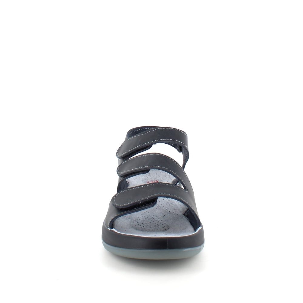 Elegante svarte skinnsandaler med justerbare remmer