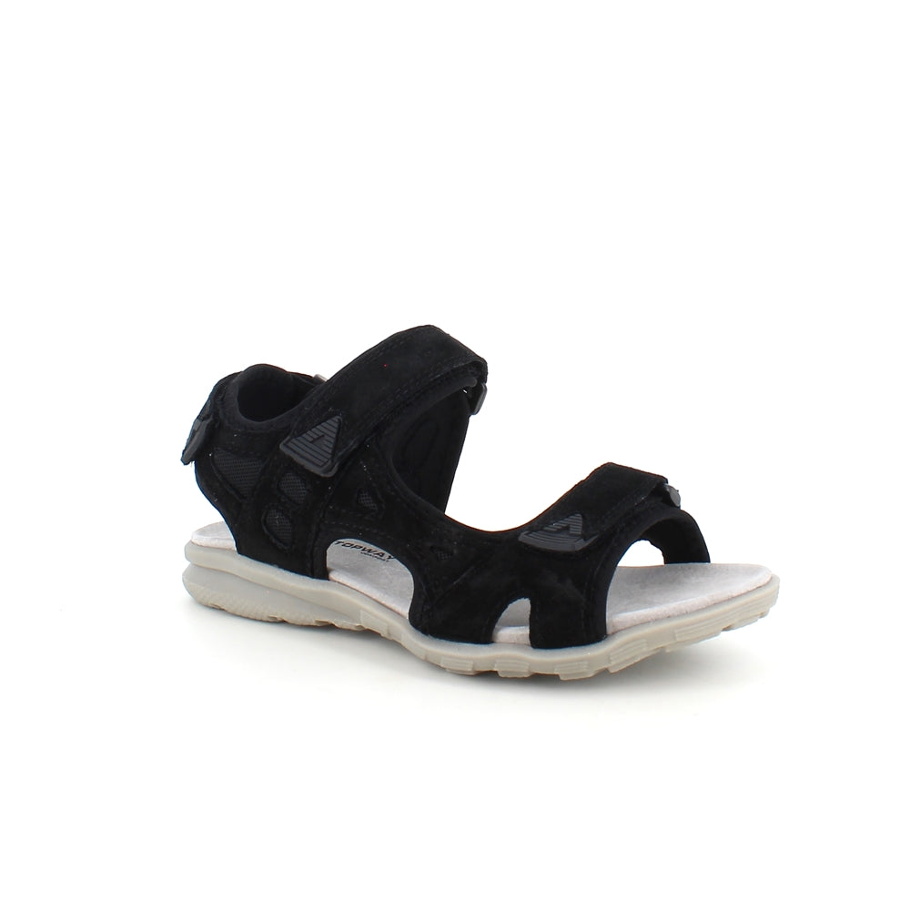 Sandal med lærsåle og lett svangstøtte i svart