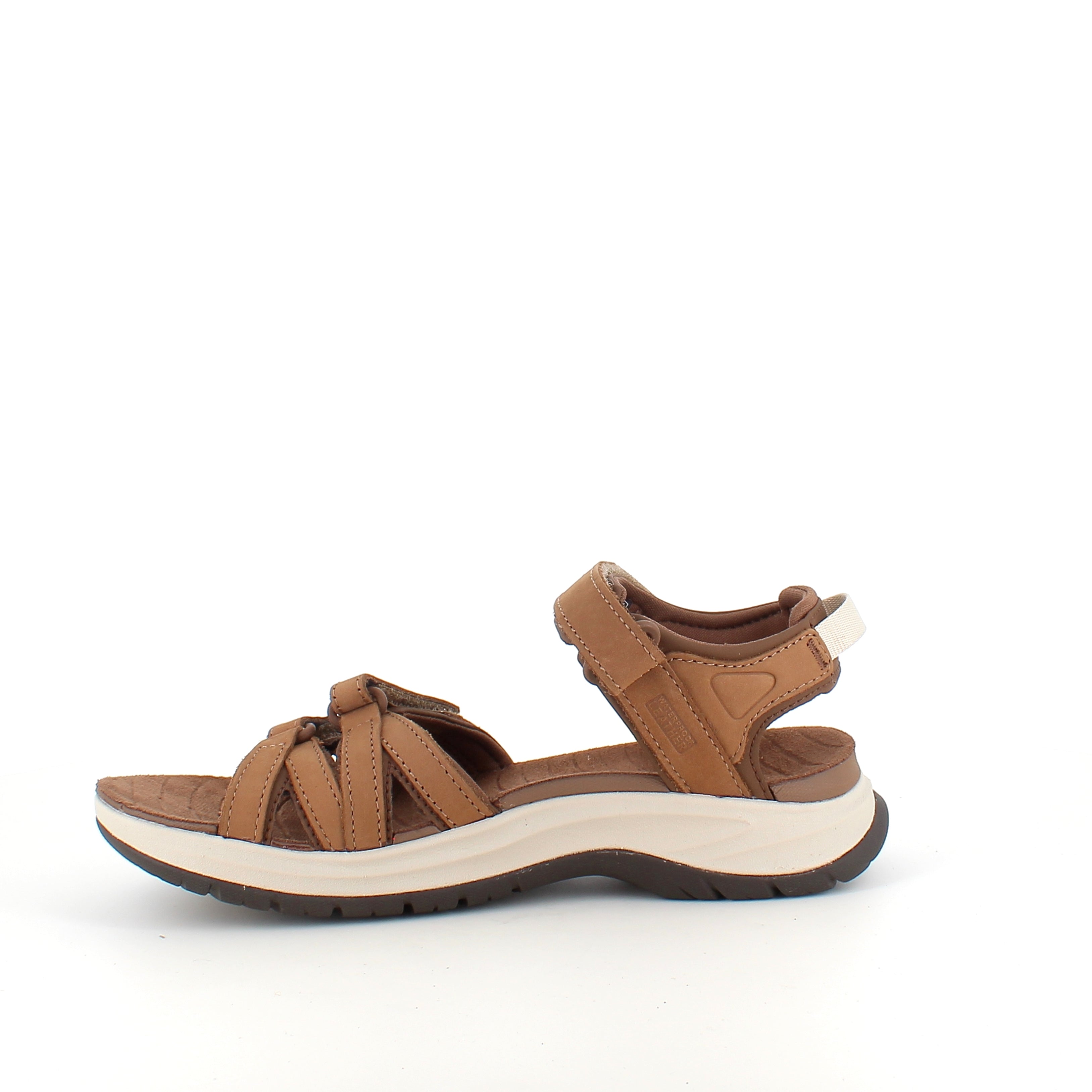 Brun Teva sandal i skinn med svangstøtte og støtdemping – komfort hele dagen