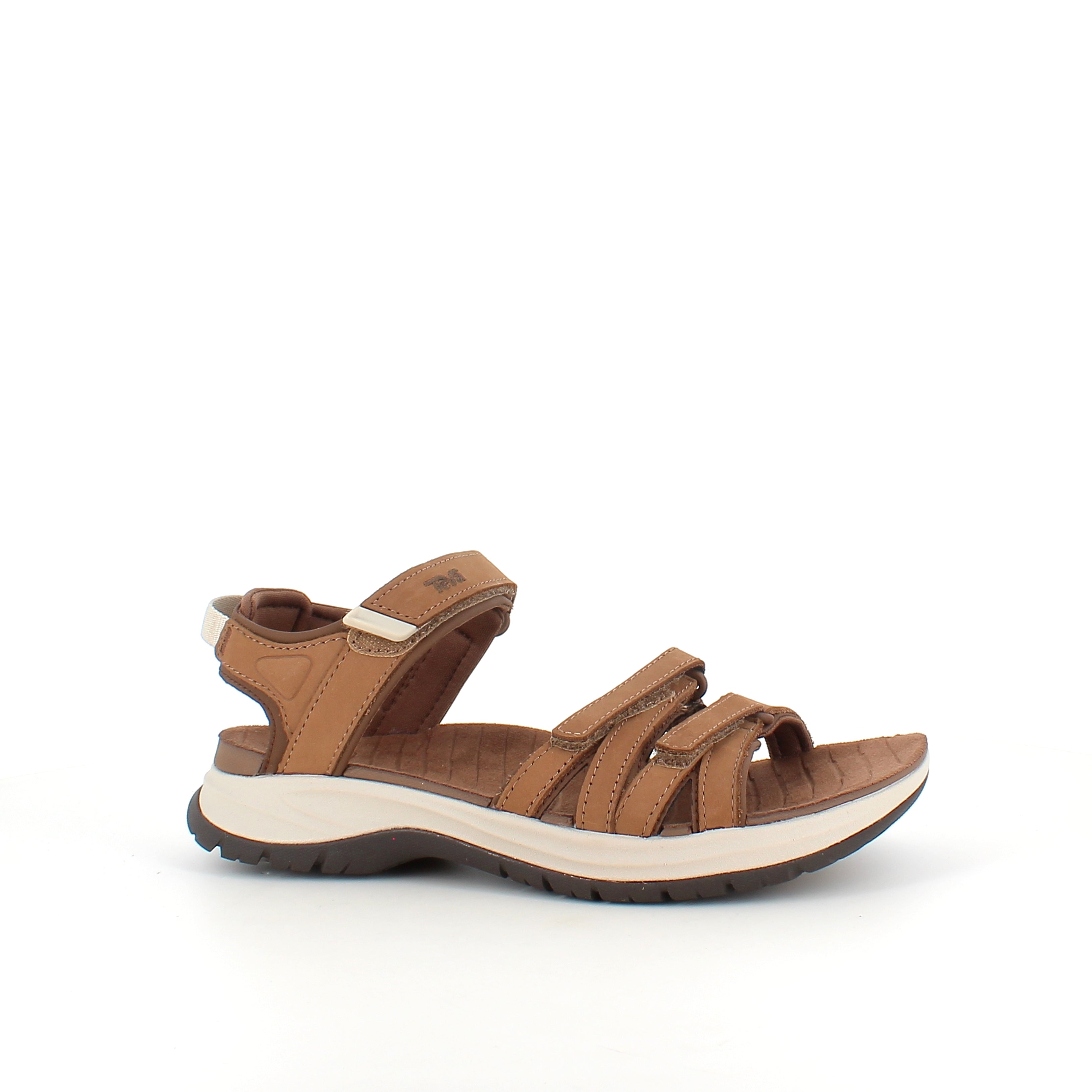 Brun Teva skinnsandal med svangstøtte og støtdemping – komfort hele dagen