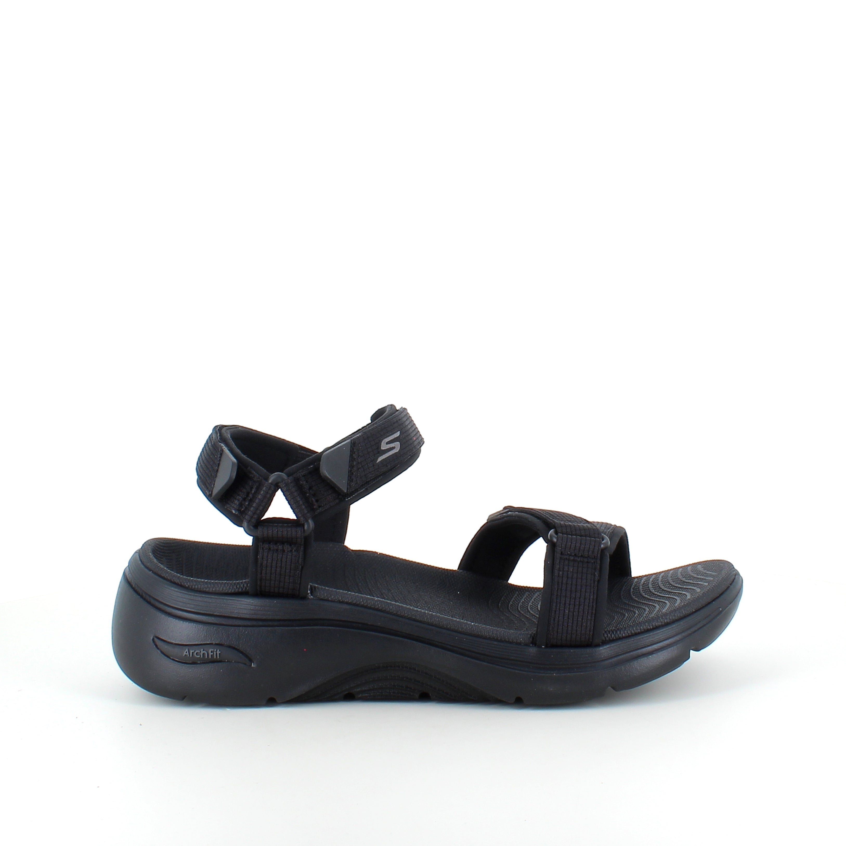 Skechers GO WALK sandal i svart – komfortsandal med svangstøtte og støtdemping