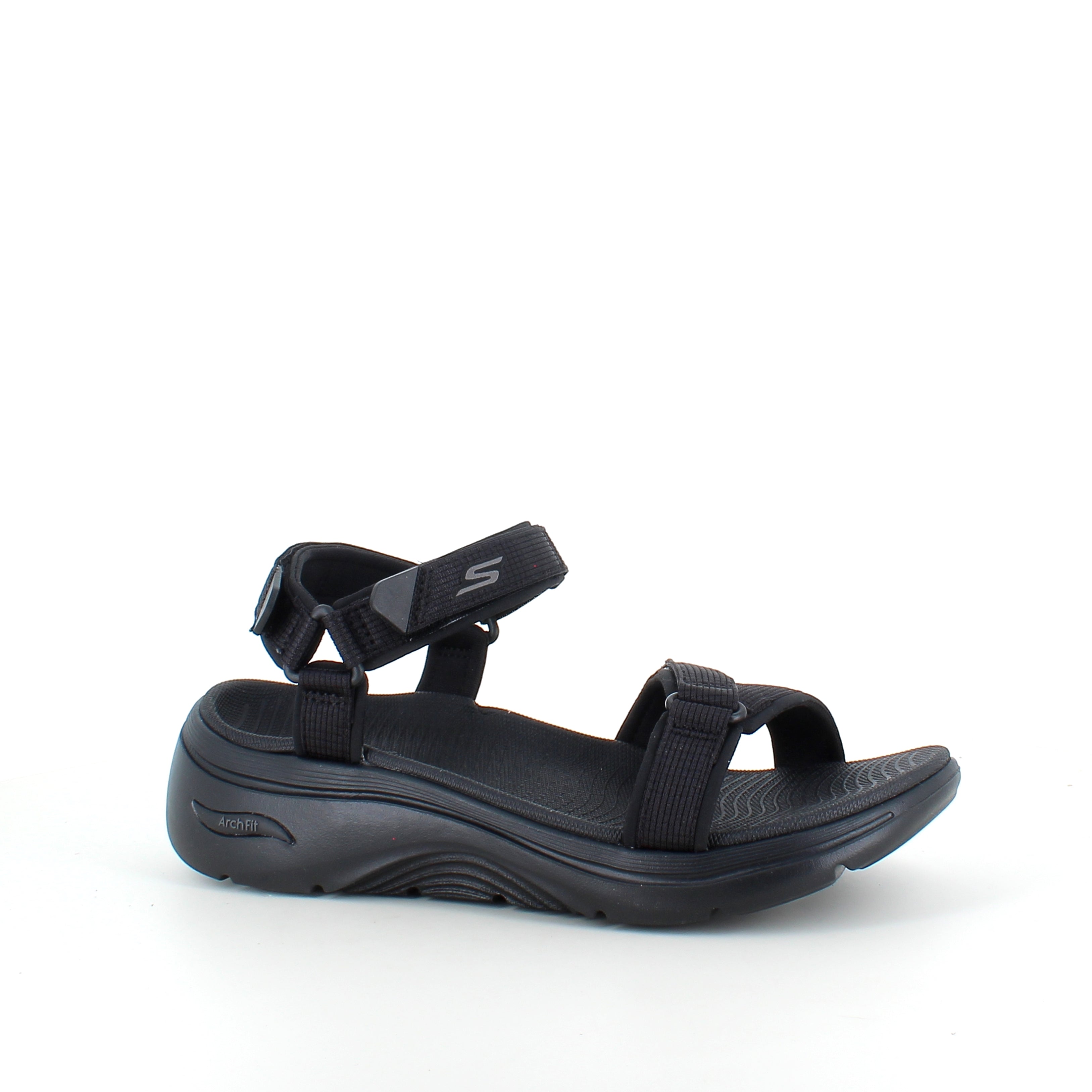 Skechers GO WALK sandal i svart – komfortsandal med svangstøtte og støtdemping