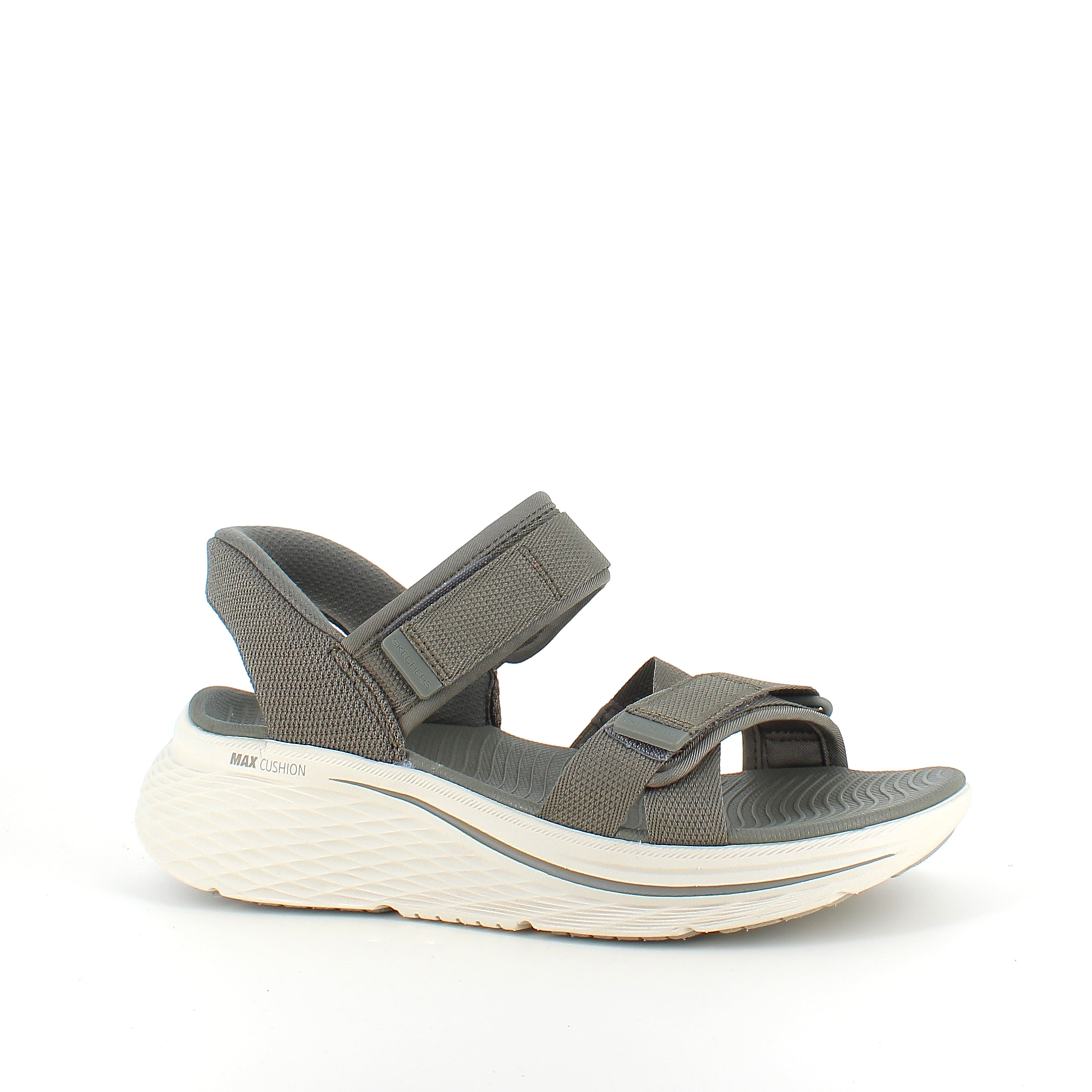 Skechers Max Cushioning-sandal i olivengrønn – maksimal komfort og enkel Slip-ins-passform