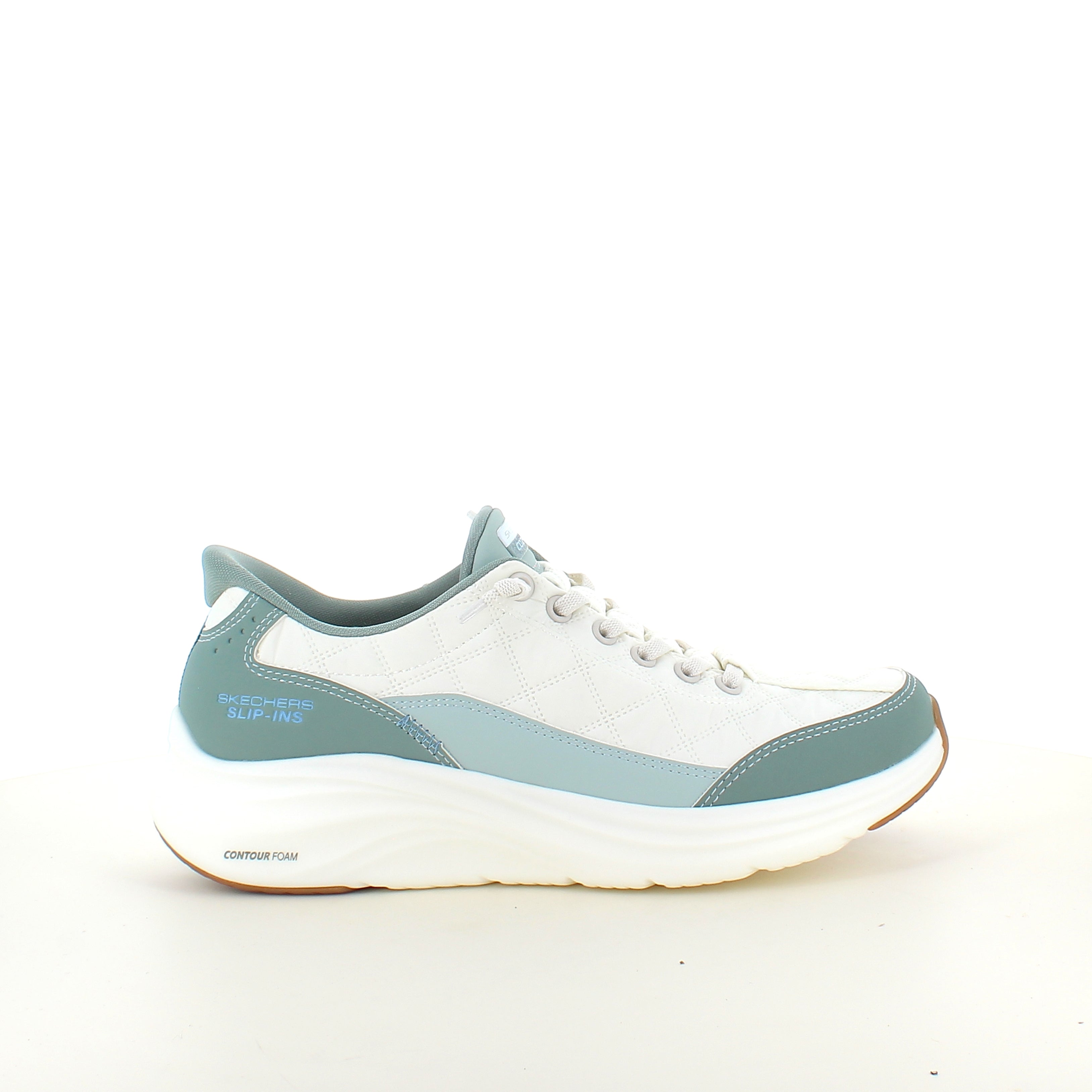 Skechers Slip-ins – Contour Foam Cozy Fit – hvit/grønn
