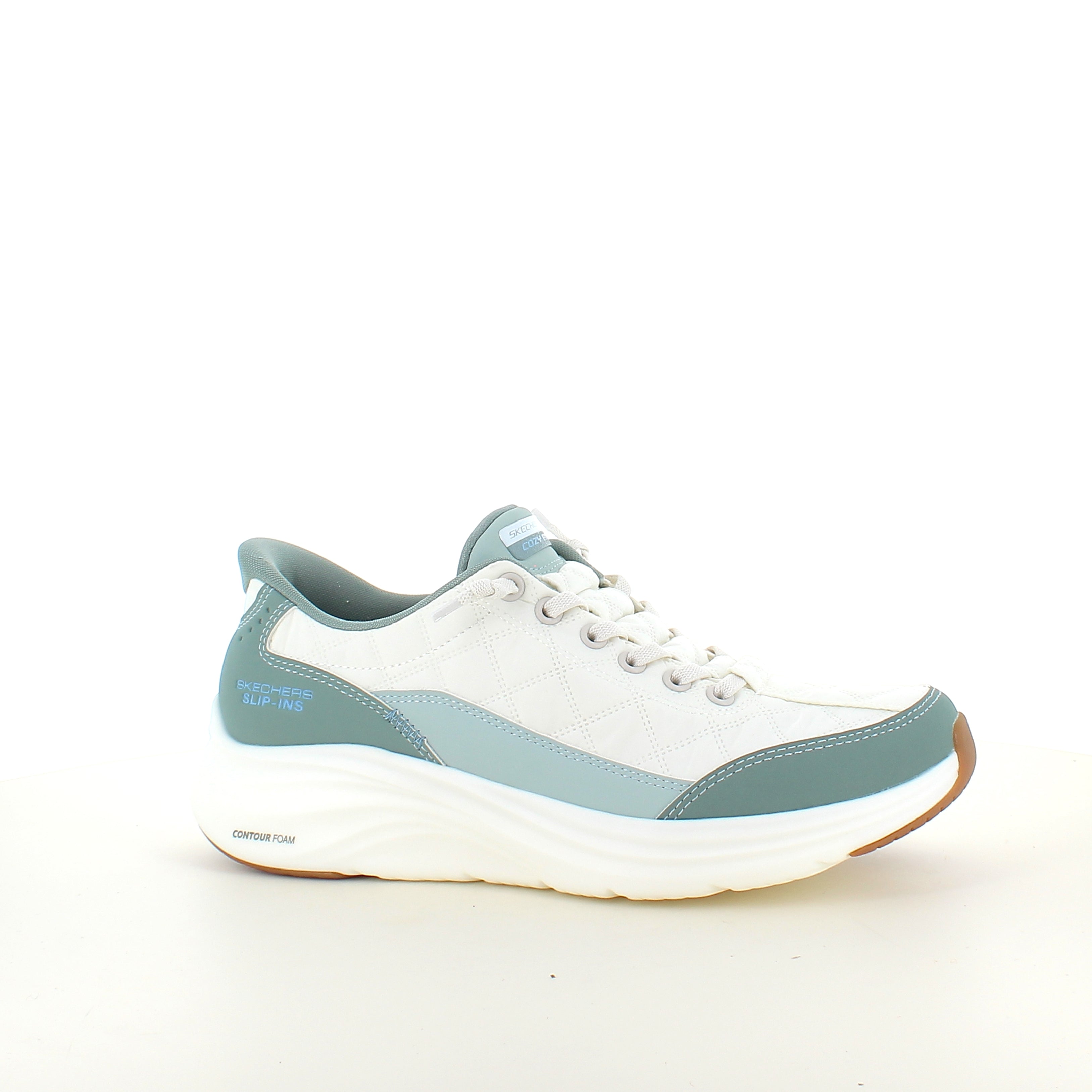 Skechers Slip-ins – Contour Foam Cozy Fit – hvit/grønn