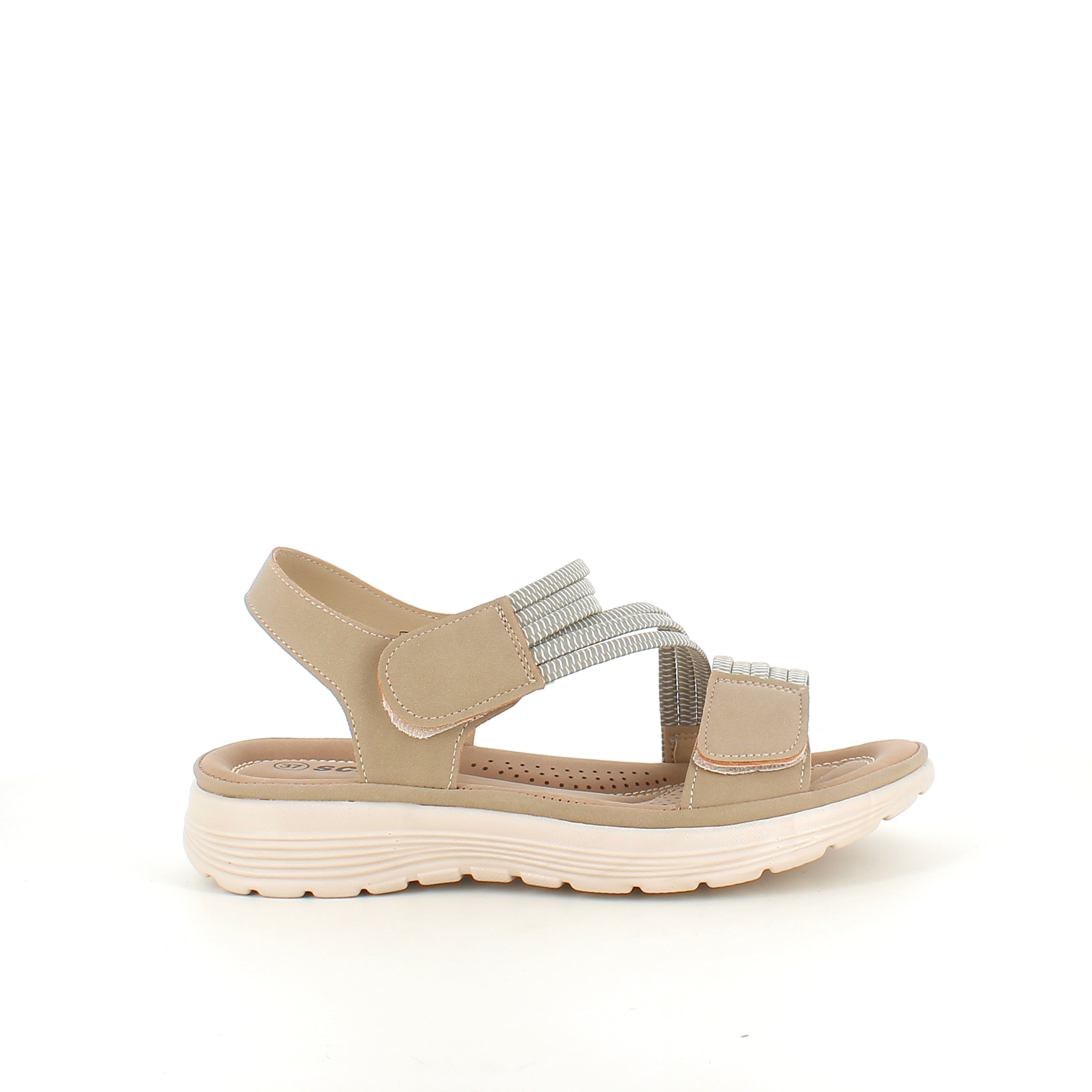 Grønn komfortsandal med elastiske remmer – lett og støttende