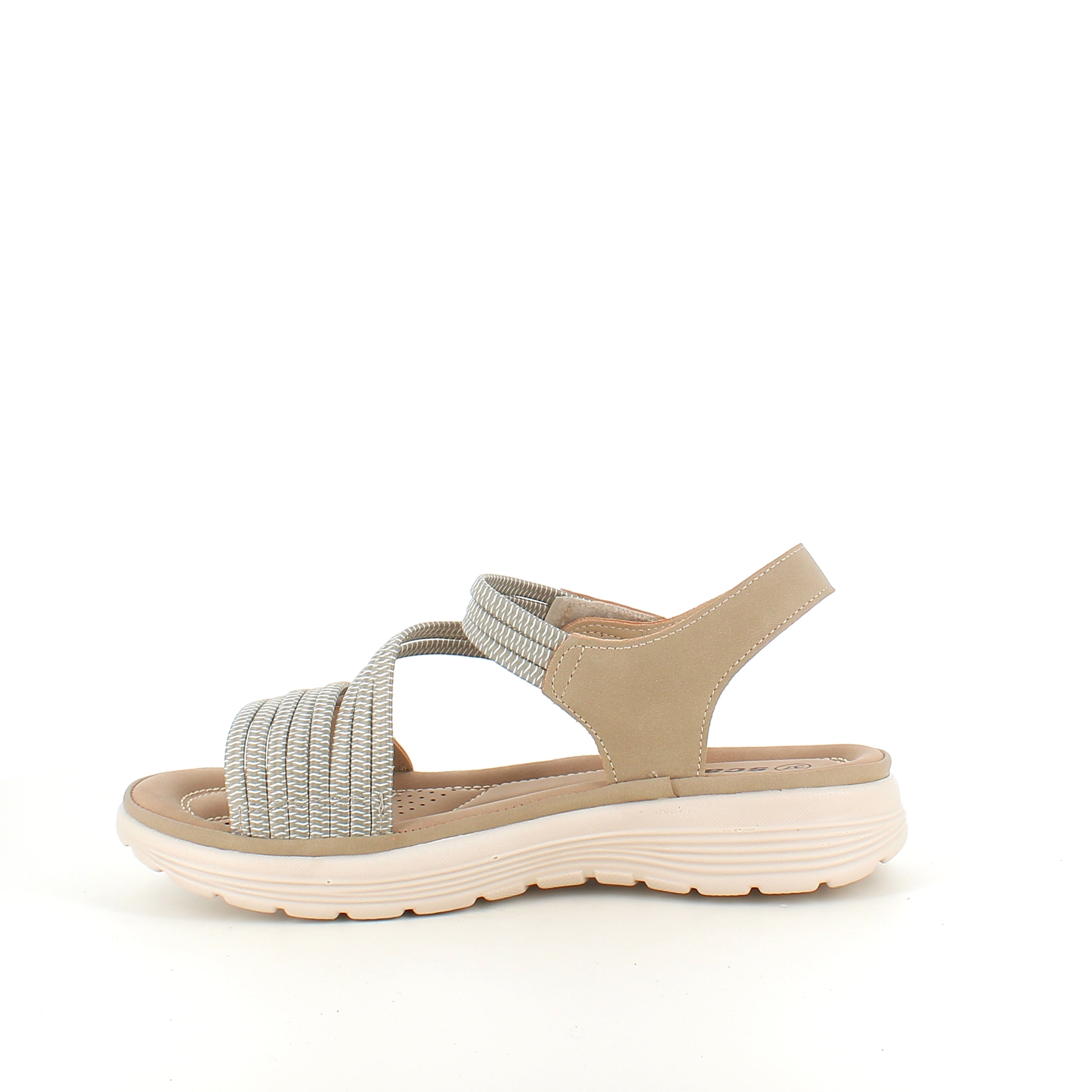 Grønn komfortsandal med elastiske remmer – lett og støttende