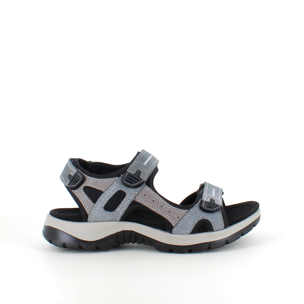 Robust sandal med justerbar passform i gråblå