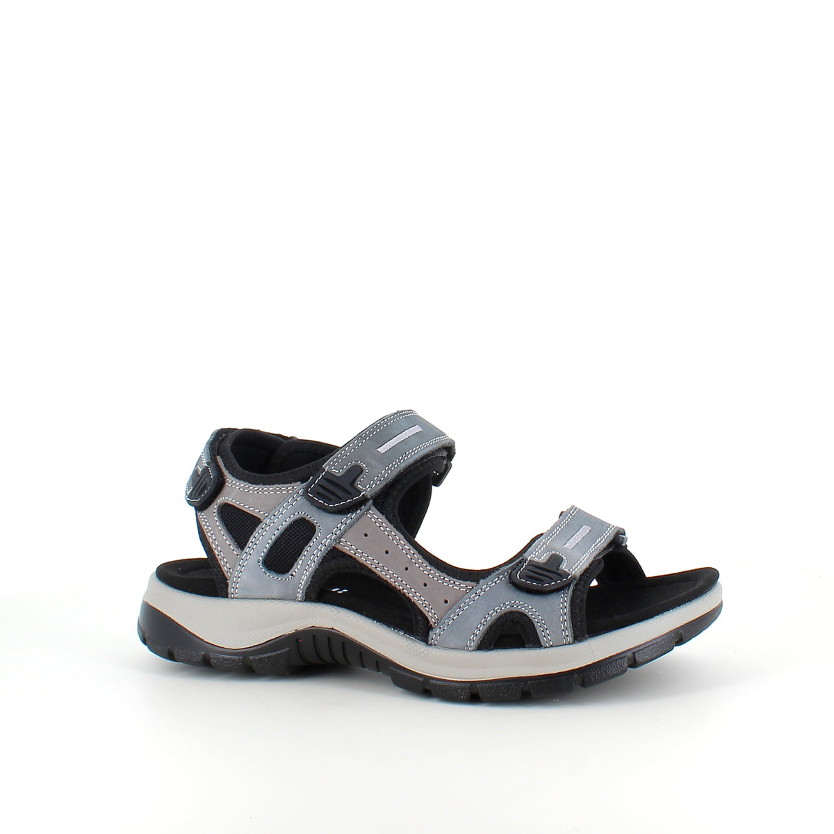 Robust sandal med justerbar passform i gråblå