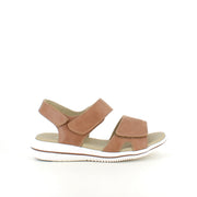 Green Comfort Leaf sandal – lys brun skinnsandal med svangstøtte & velcro